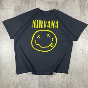 Black Nirvana Smiley Band Tee Shirt